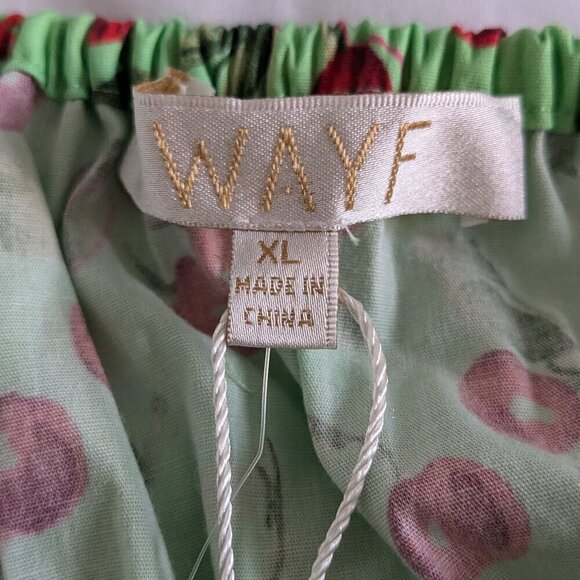 WAYF Top Size XL Green Red Paxton Camisole Stretch Cotton Cherry Print NWT Airy - Picture 5 of 16